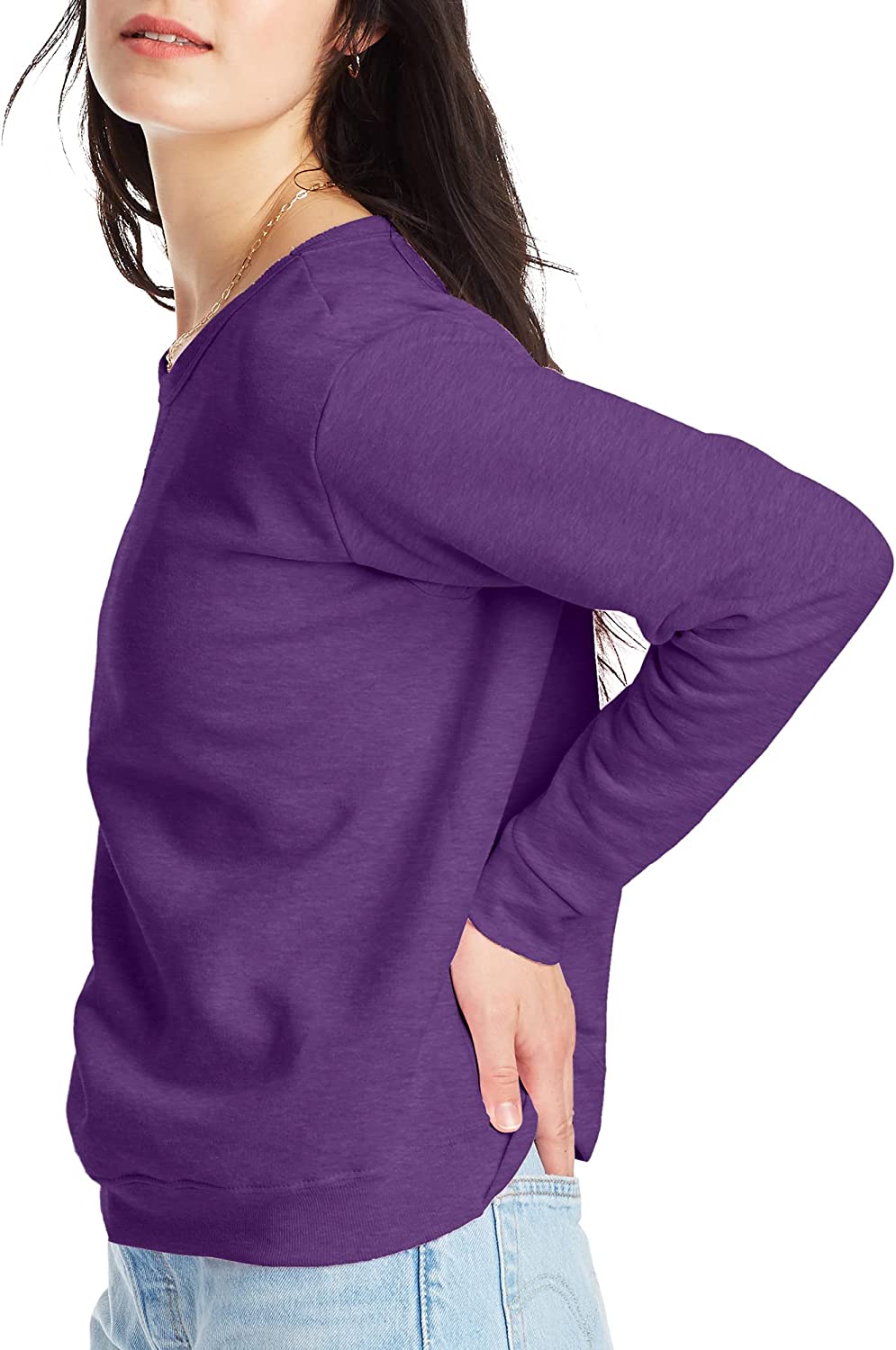 Hanes Women's Crewneck Sweatshirt， EcoSmart Fleece Women's Pullover Sweatshirt， Sweatshirt for Women - Image 3